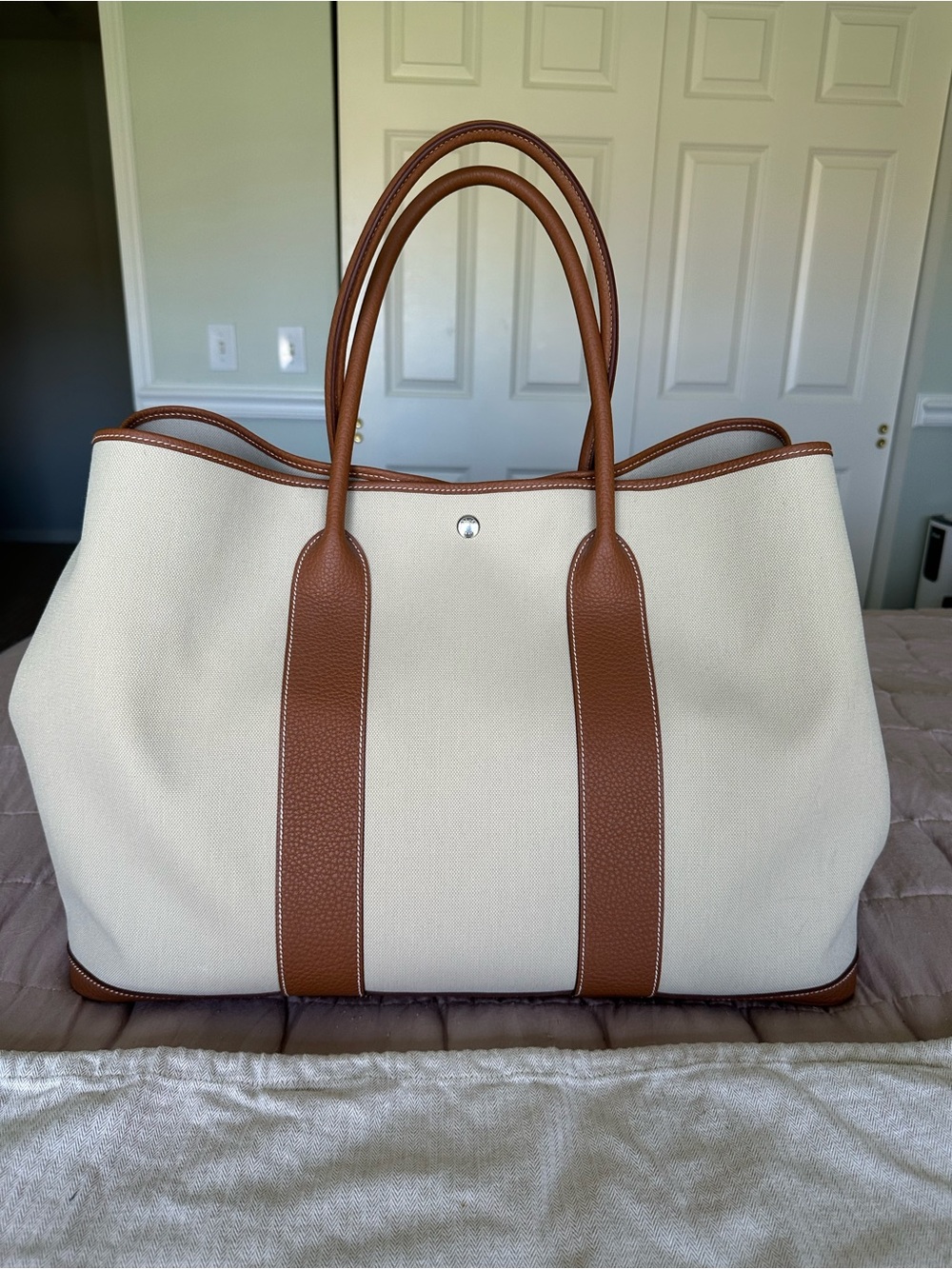 Hermes Garden Party Voyage 49 Toile Negonda Gold XL Weekender Travel Tote Rare